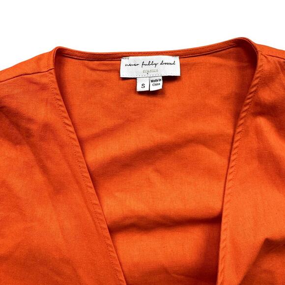 NWOT Never Fully Dressed Orange Linen-Blend Wrap Dress Women's Size Small - Picture 5 of 5